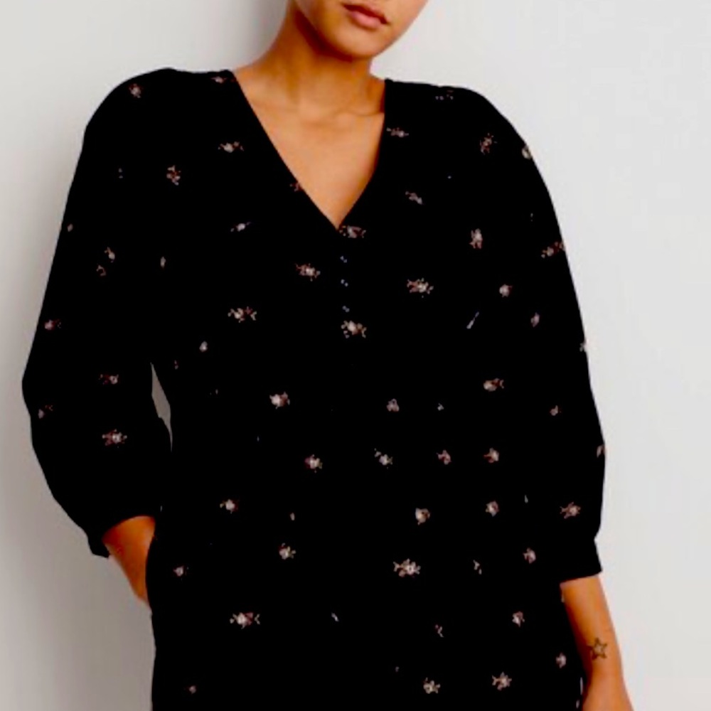 Corduroy Quilted-Bib Mini Dress in Blurred Ikat